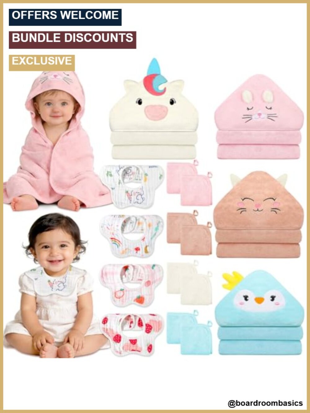 16 Pc Baby Hooded Towels Washcloths Bibs Set Coral Velvet Unicorn